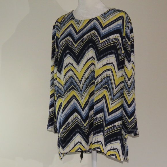 Alfred Dunner Zig Zag Print 3/4 Sleeve Pullover Textured Blouse Size L (C1047) - Picture 4 of 6